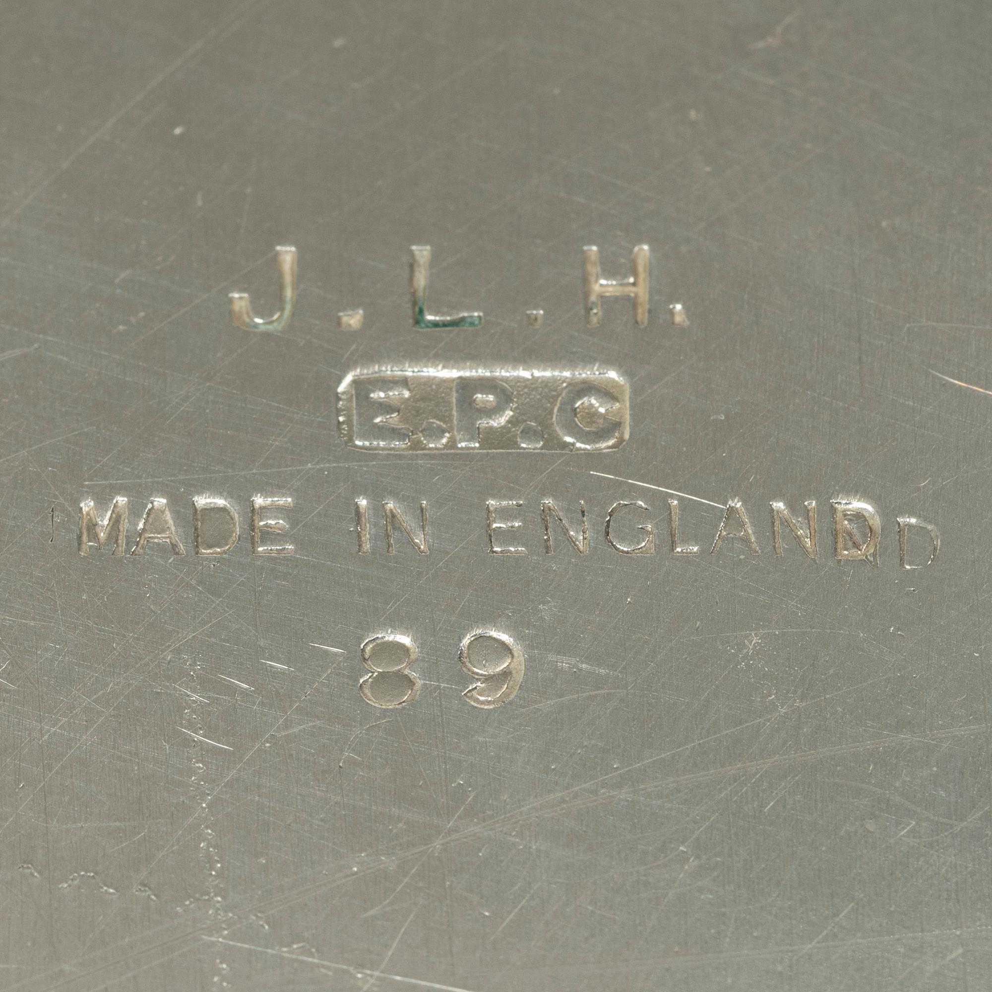 Covered bowl, silver plate, JLH, England.