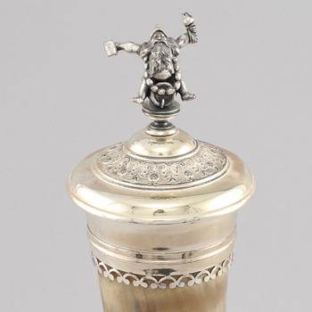 PRAKTDRYCKESHORN, horn och nysilver, 1900-talets första hälft.