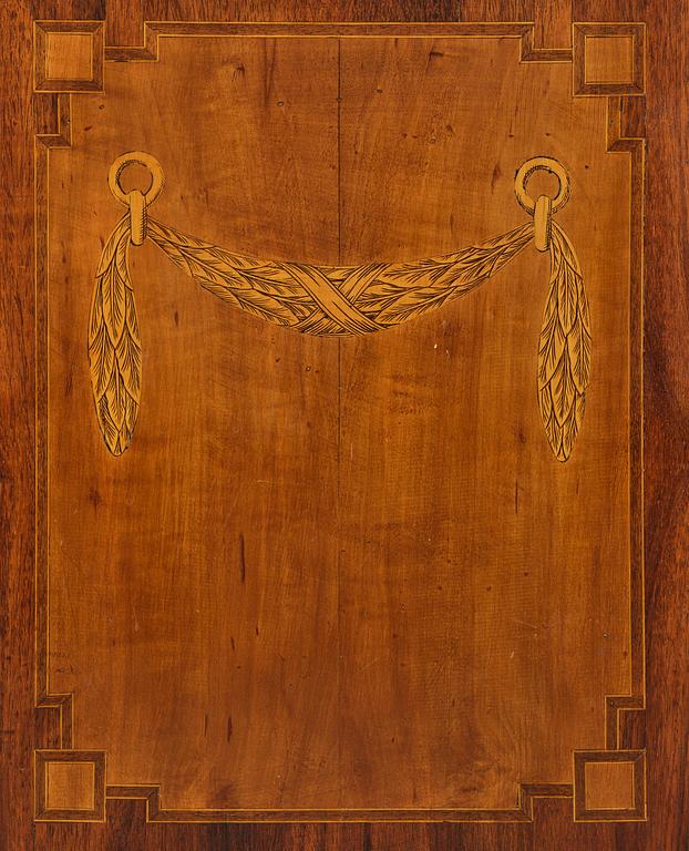A Gustavian marquetry commode in the manner of F. Foltiern, Stockholm, late 18th century.
