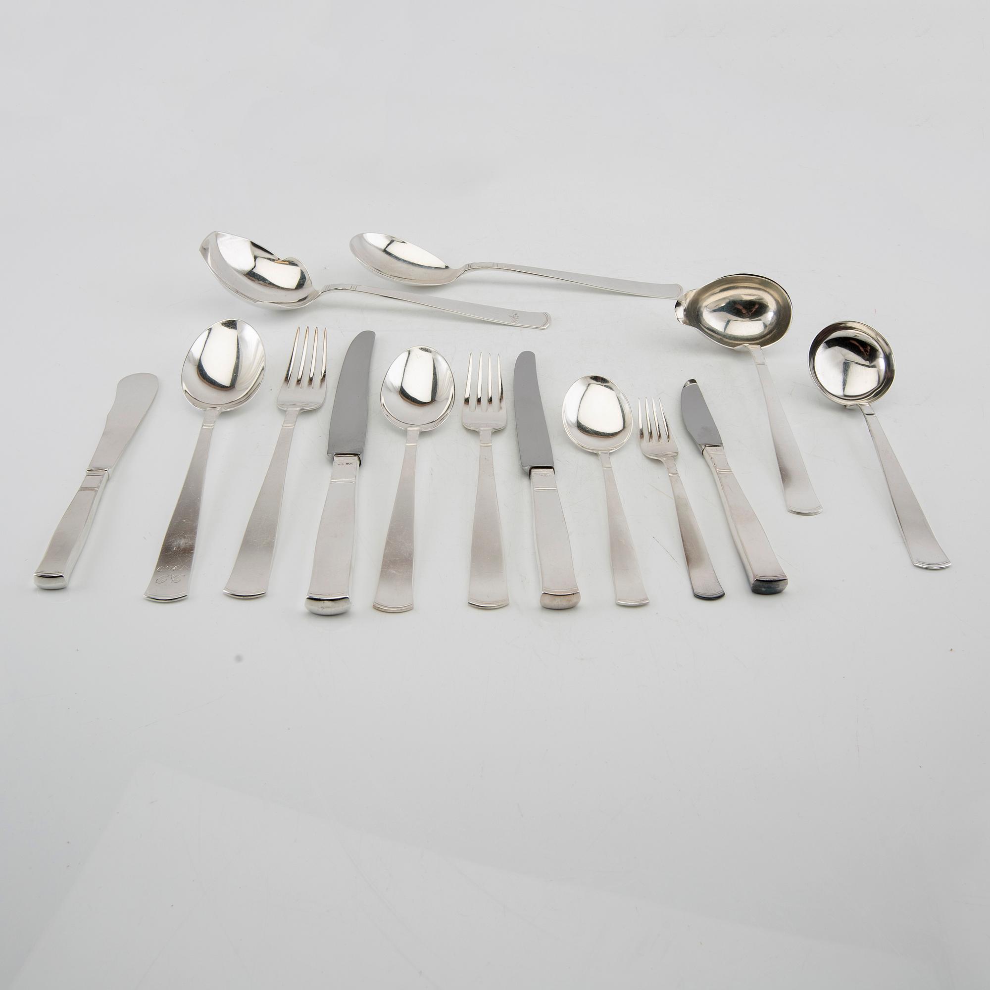 Jacob Ängman, bestick  132 dlr "Rosenholm" silver GAB 1950/60-tal.