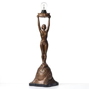Gerda Sprinchorn, bordslampa, "Solen", Herman Bergmans Gjuteri, Stockholm, jugend.