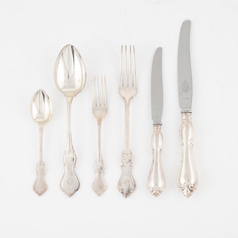 A Swedish Silver Cutlery, 'Olga', CG Hallberg, Stockholm 1950s (72 pieces).