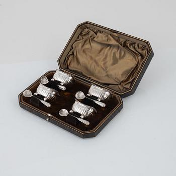 An English Set of Silver Salt Cellars, mark of James Dixon & Sons Ltd, Sheffield 1902 (4 pieces).