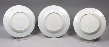 TALLRIKAR, 6 st, porslin. Qing dynastin. Qianlong (1736-95).