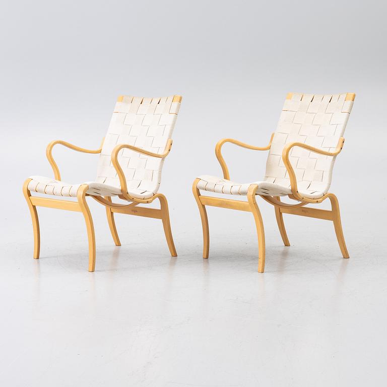 Bruno Mathsson, Armchairs, a pair, "Mina", Mathsson International AB, Värnamo, 1993 & 1996.