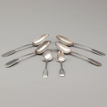 SKEDAR, 4+6, silver, snarlika, bl a Gratschev (Грачевь) Ryssland 1852-1888. Tot. vikt ca 271 g.