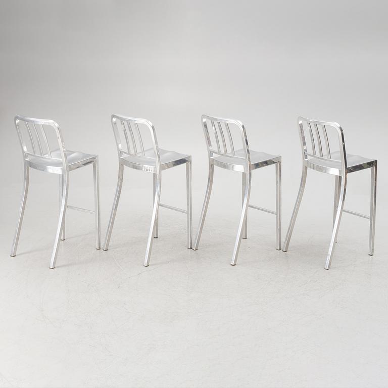 Philippe Starck, four 'Navy Chair' bar chairs, Emeco.
