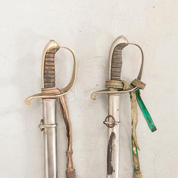 Two Danish sabres, 1858 pattern, with scabbards.