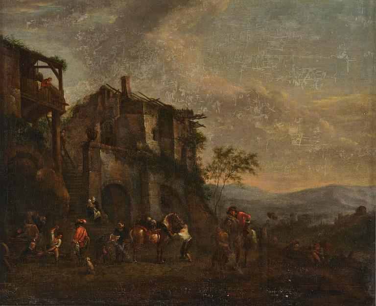 Philips Wouwerman, follower of, Resting company at the blacksmith's.