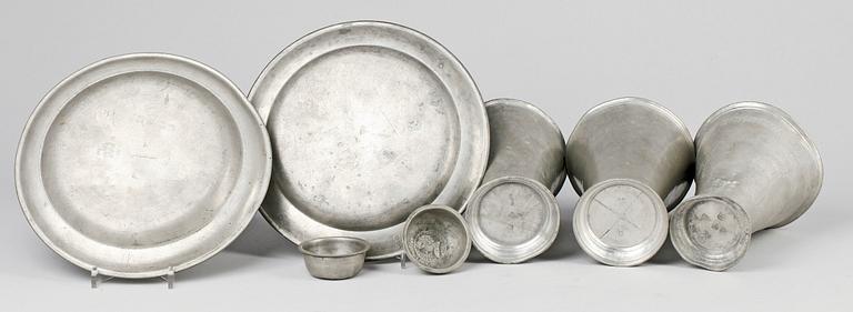 PARTI TENNFÖREMÅL, 7 st, bl.a. Stockholm, 1800-tal.