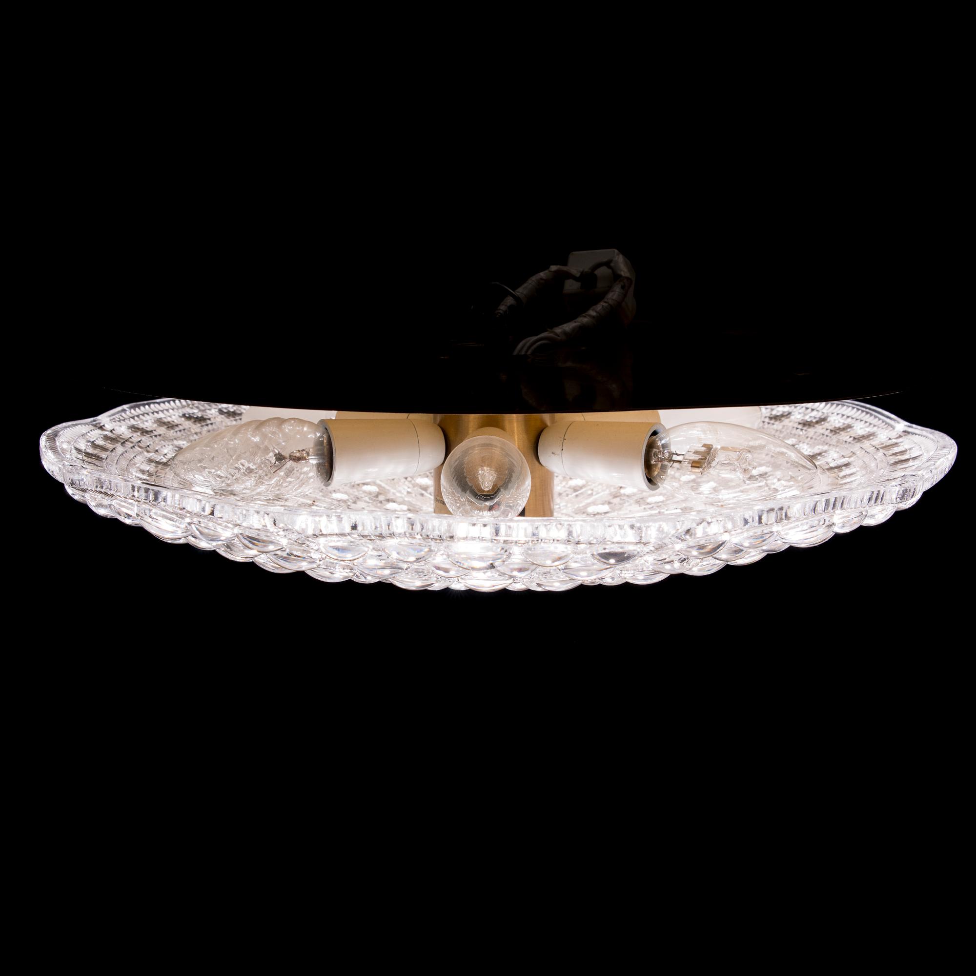 TAKLAMPA, plafond, Carl Fagerlund, Orrefors. 1970-tal. Höjd 10 cm.