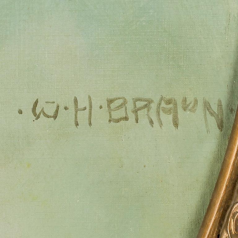 OKÄND KONSTNÄR, olja på pannå, signerad W H Braun.