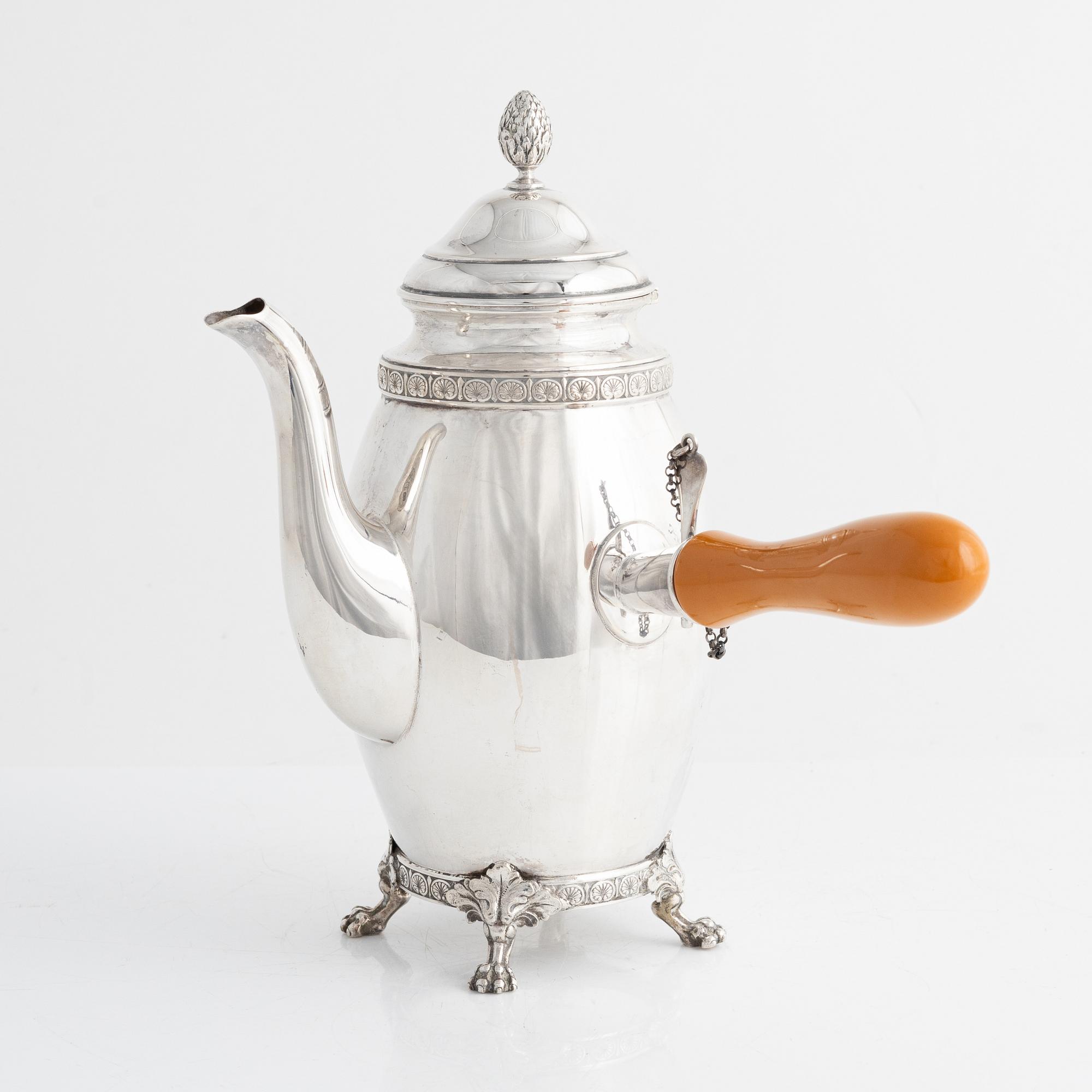 A Swedish Silver Coffee Pot, mark of K Anderson, Stockholm 1929.