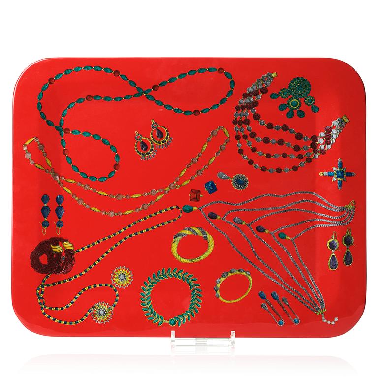 Piero Fornasetti, a red lacquered tray, Fornasetti, Milan, Italy 1995.