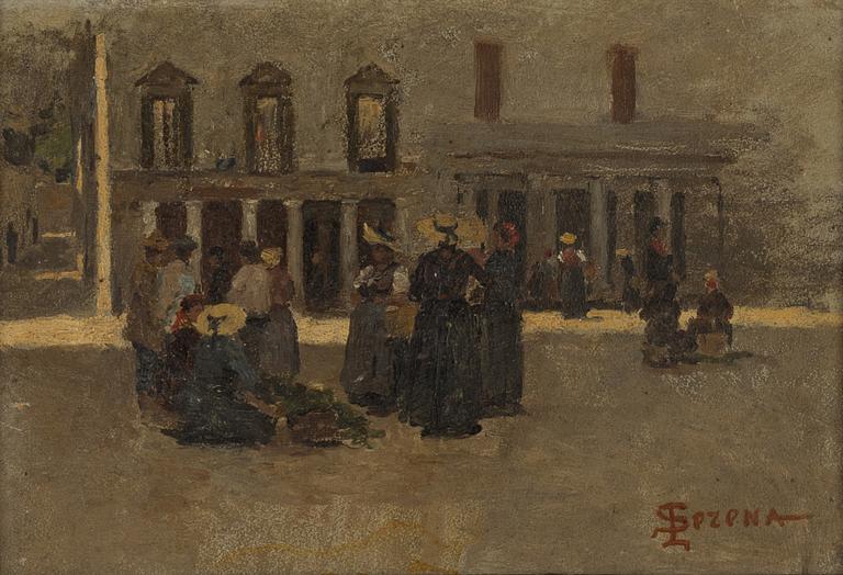 Luigi Serena, oil on paper-panel, signed.