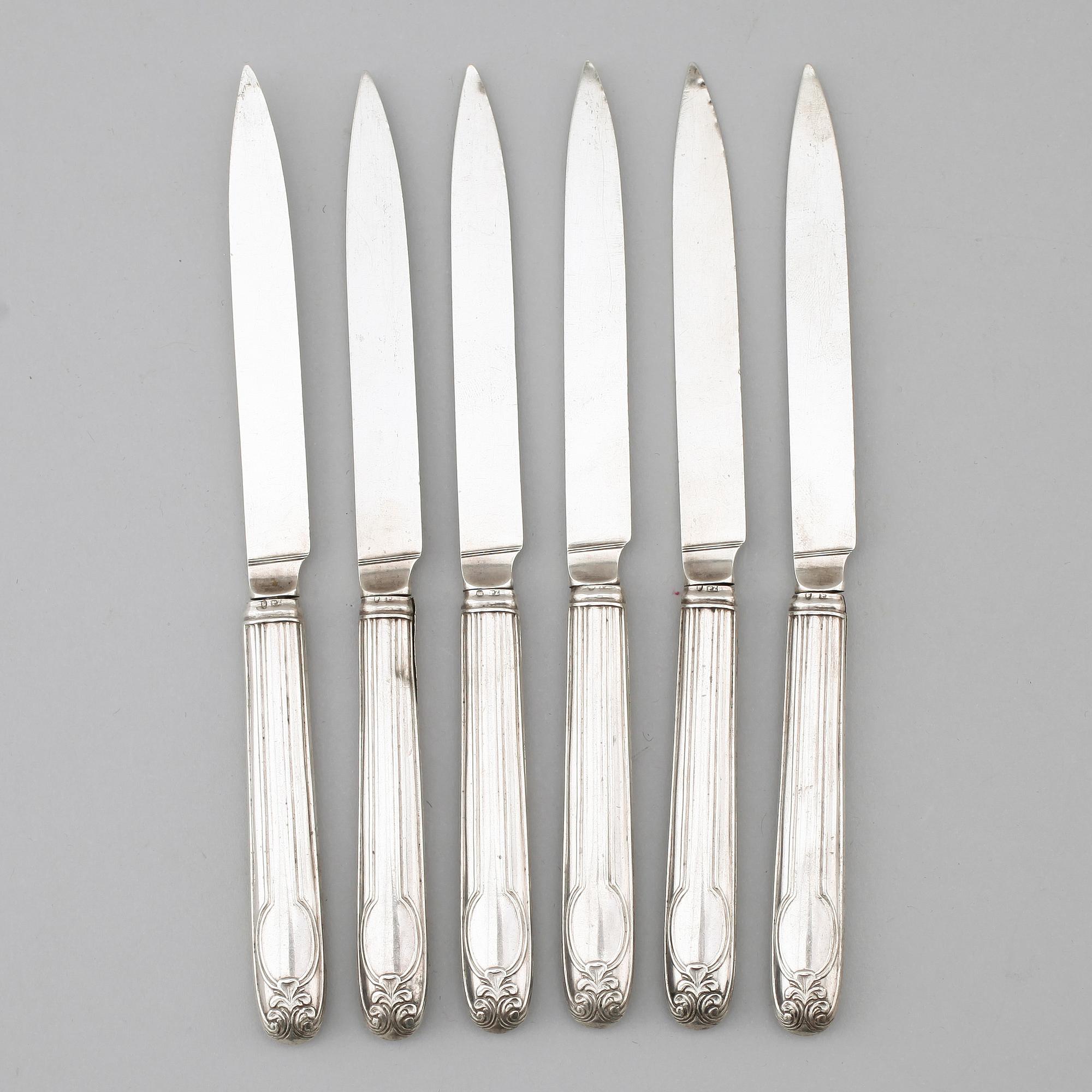 FRUKTKNIVAR, silver, Pehr Zethelius, Stockholm 1810. Vikt ca 244 gram.