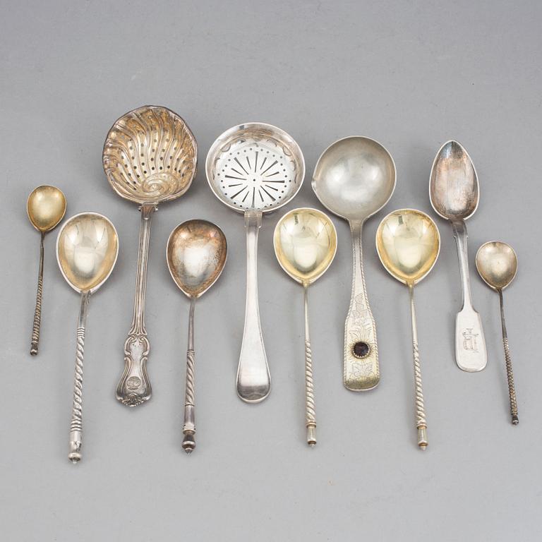 SILVERSKEDAR, 10 st, bl a Ryssland, 1800/1900-tal, tot vikt ca 391 gram.