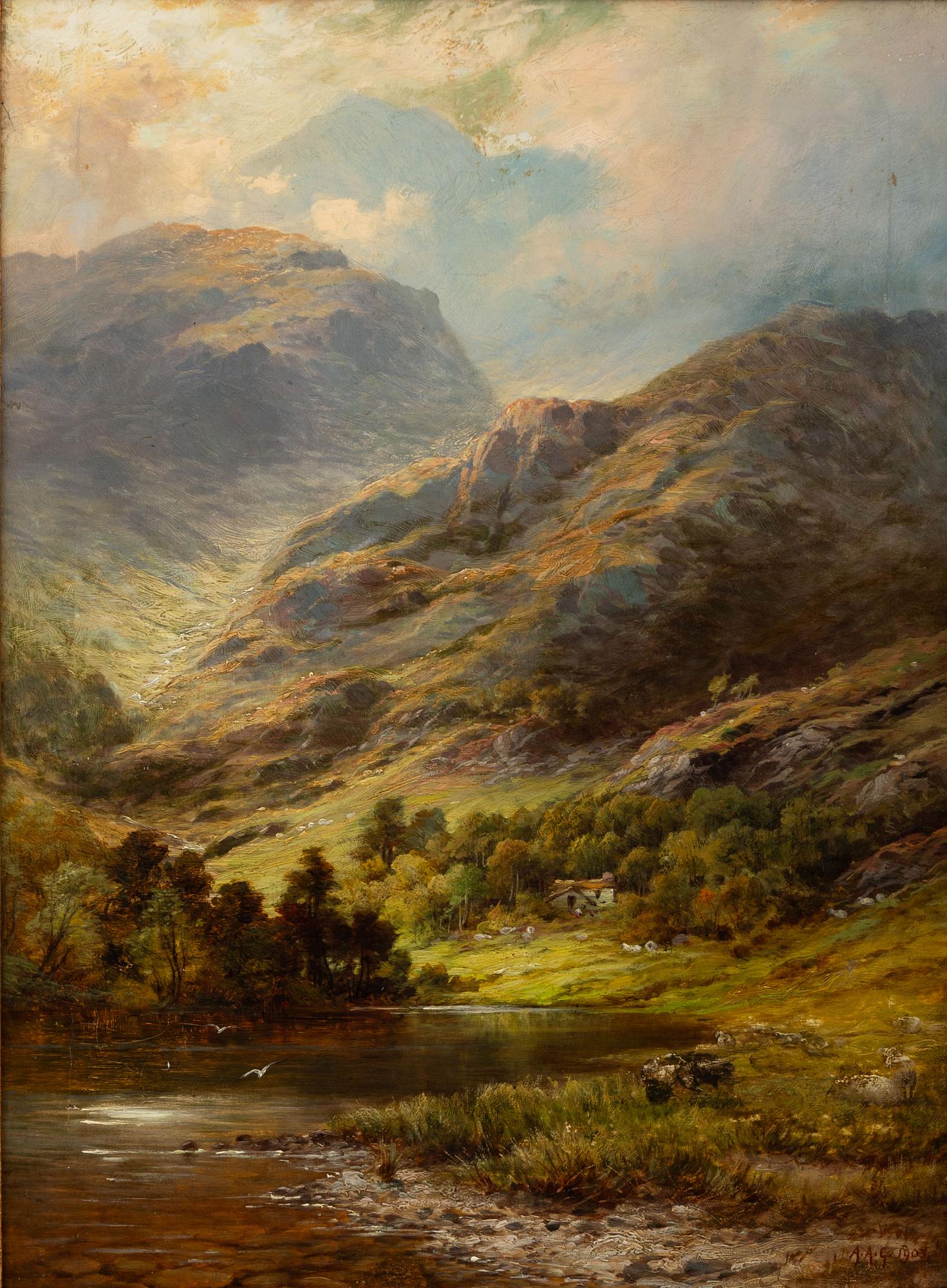 English school, dated 1903, Elevated landscape.