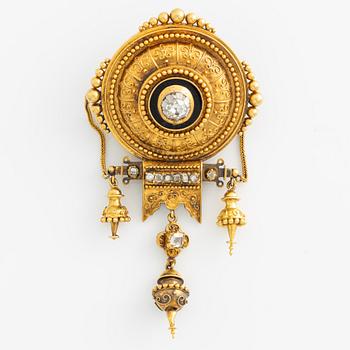 Brosch 18K guld med gammal- och taffelslipade diamanter. Malmö 1867.