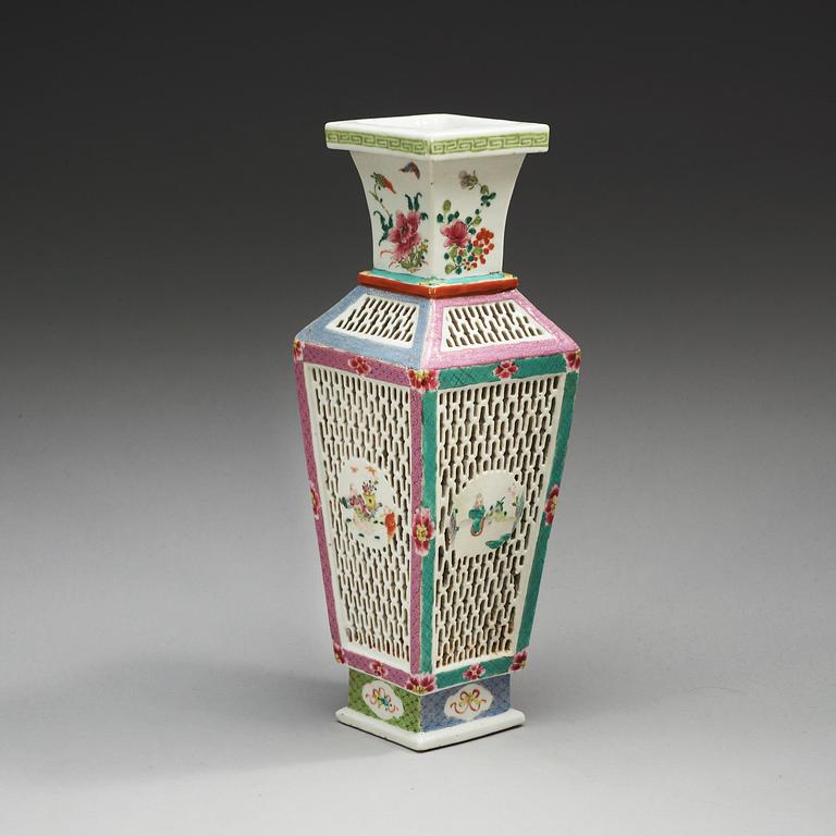 A famille rose vase, Qing dynasty, 18th  Century.