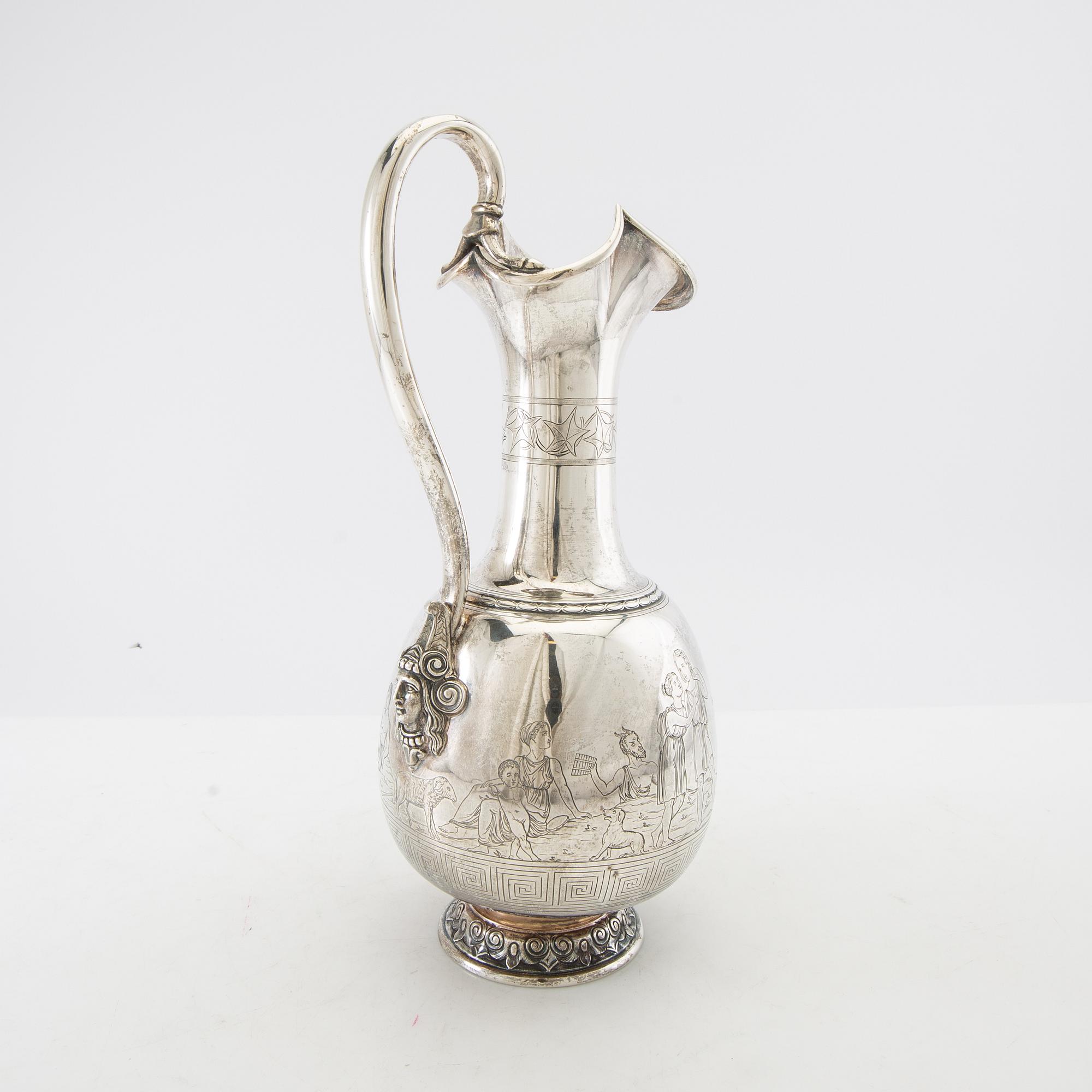 Emil Ferdinand Dahl, vinkanna, silver, Köpenhamn 1873.
