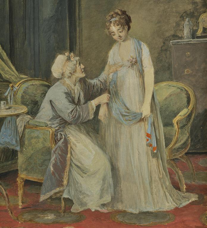 Niclas Lafrensen d.y., attributed to, Interior with conversing women.