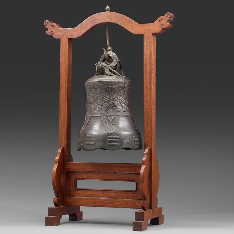 A bronze temple bell, Ming dynasty (1368-1644).