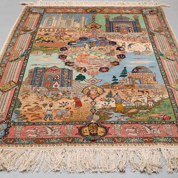 A CARPET, Old Tabriz, figural, ca 263 x 163 cm.