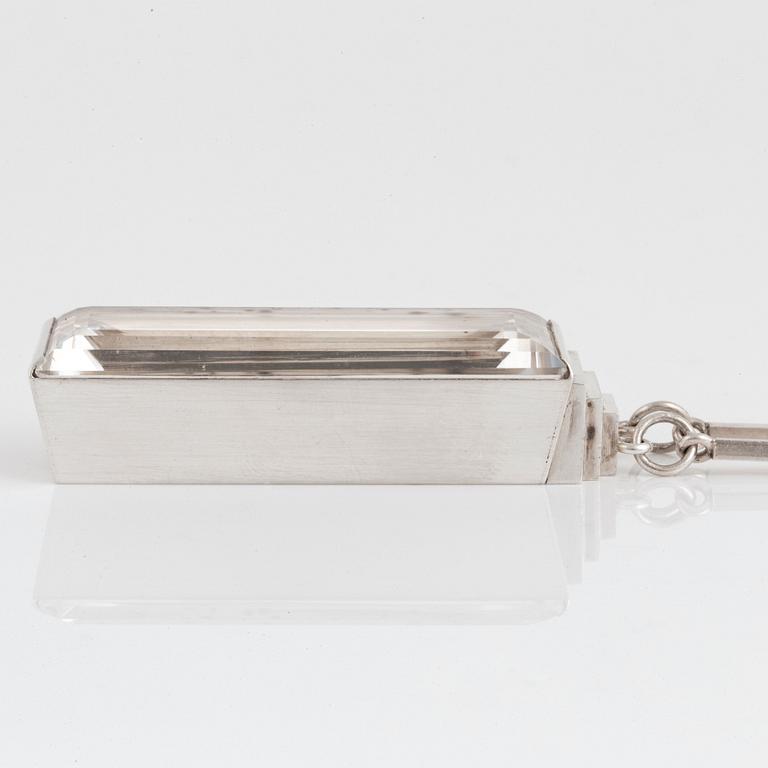 Wiwen Nilsson, a sterling silver necklace with a facet cut rock crystal pendant, Lund, Sweden 1942.