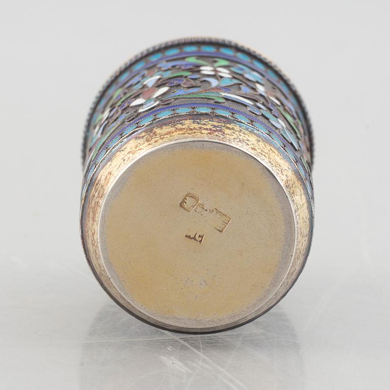 A Russian silver and enamel cup, Moscow 1892.