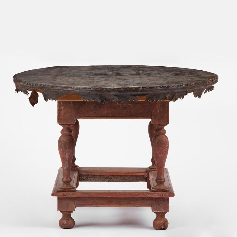 A Swedish leather-clad baroque table, late 17th century / circa 1700.