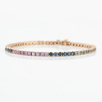 Bracelet 18K gold with multicoloured sapphires.