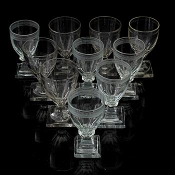 Ten 19th Century wine glasses.