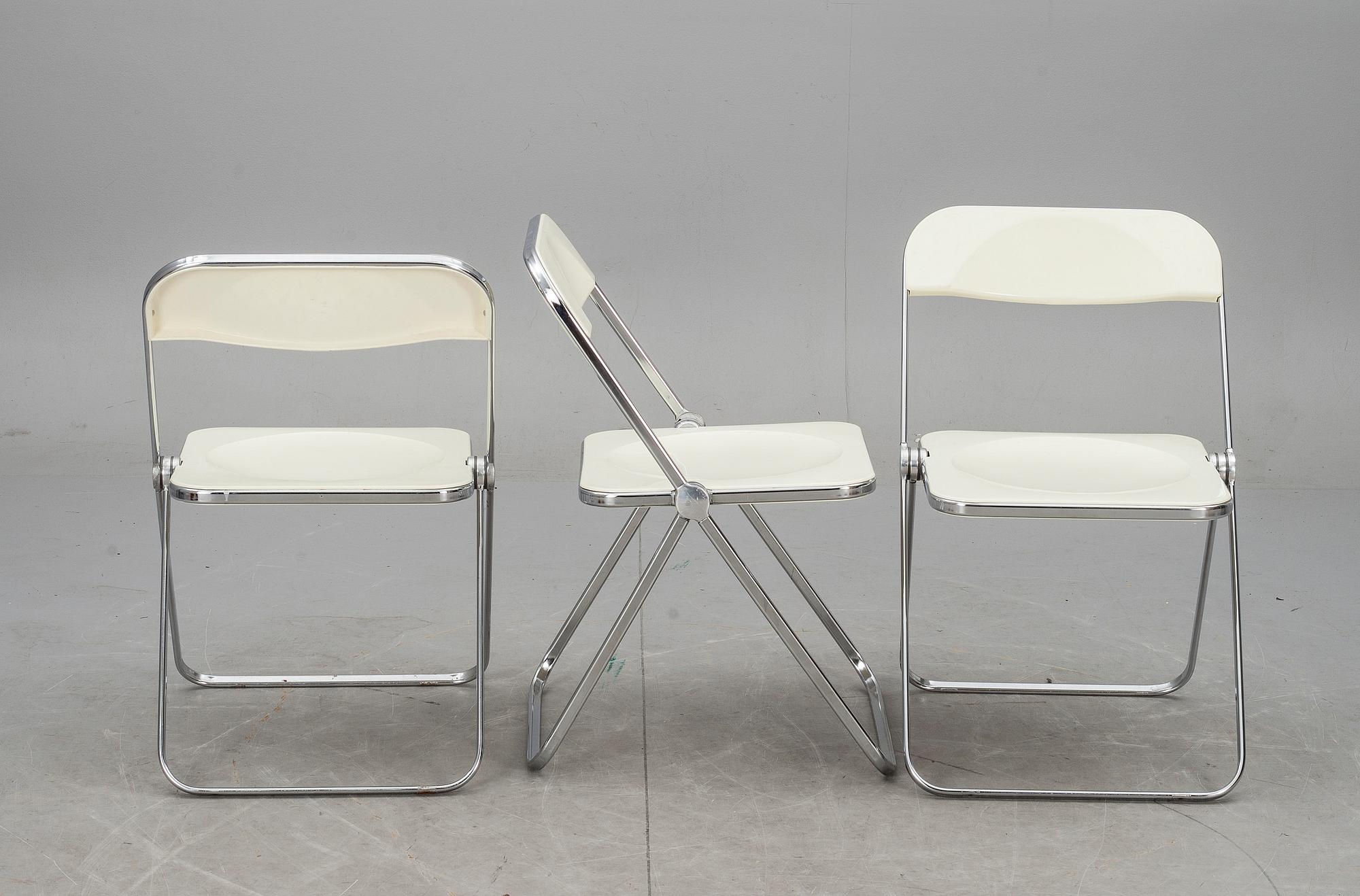 STOLAR, 6 st, "Plia", Giancarlo Piretti för Castelli, Italien, 1970-tal.