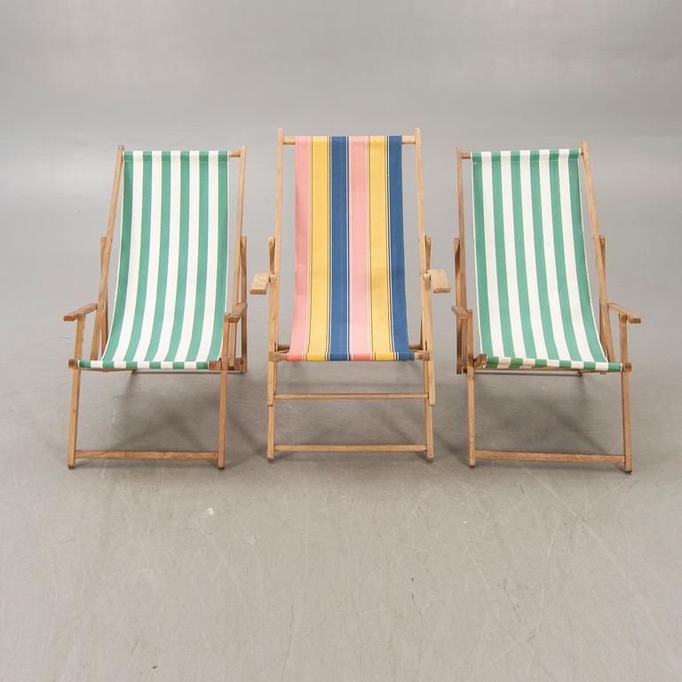 A set of three sun loungers mid 1900s.