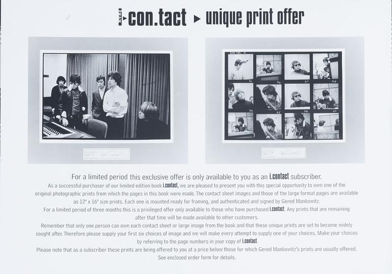 Gered Mankowitz, fotobok, "i-Contact: The Gered Mankowitz Rolling Stones Archive", Genesis Publications, 1998.