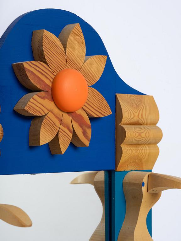 Erik Höglund, a wall mirror with two candle holders, Eriksmålaglas, Sweden, 1960s-70s.