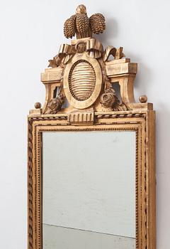 A gustavian mirror by Carl Gustaf Fyrwald (verksam 1776-1816). Stockholm hall mark, 1780s.