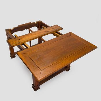 Dining table and six chairs, early 1900.