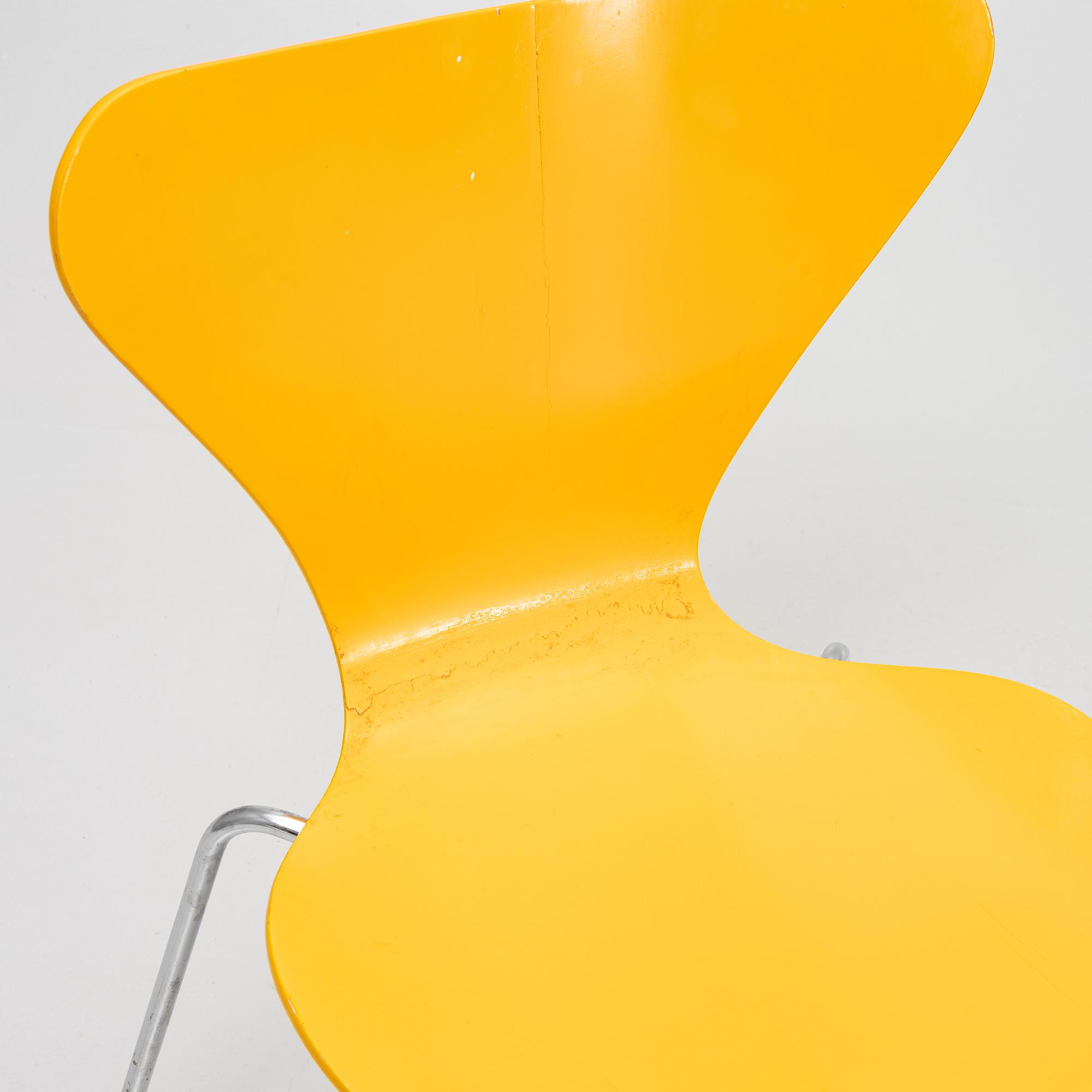 Arne Jacobsen, seven chairs, Fritz Hansen, Denmark, 1964-78.