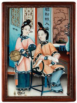 1464. A reverse glass painting, late Qing dynasty.