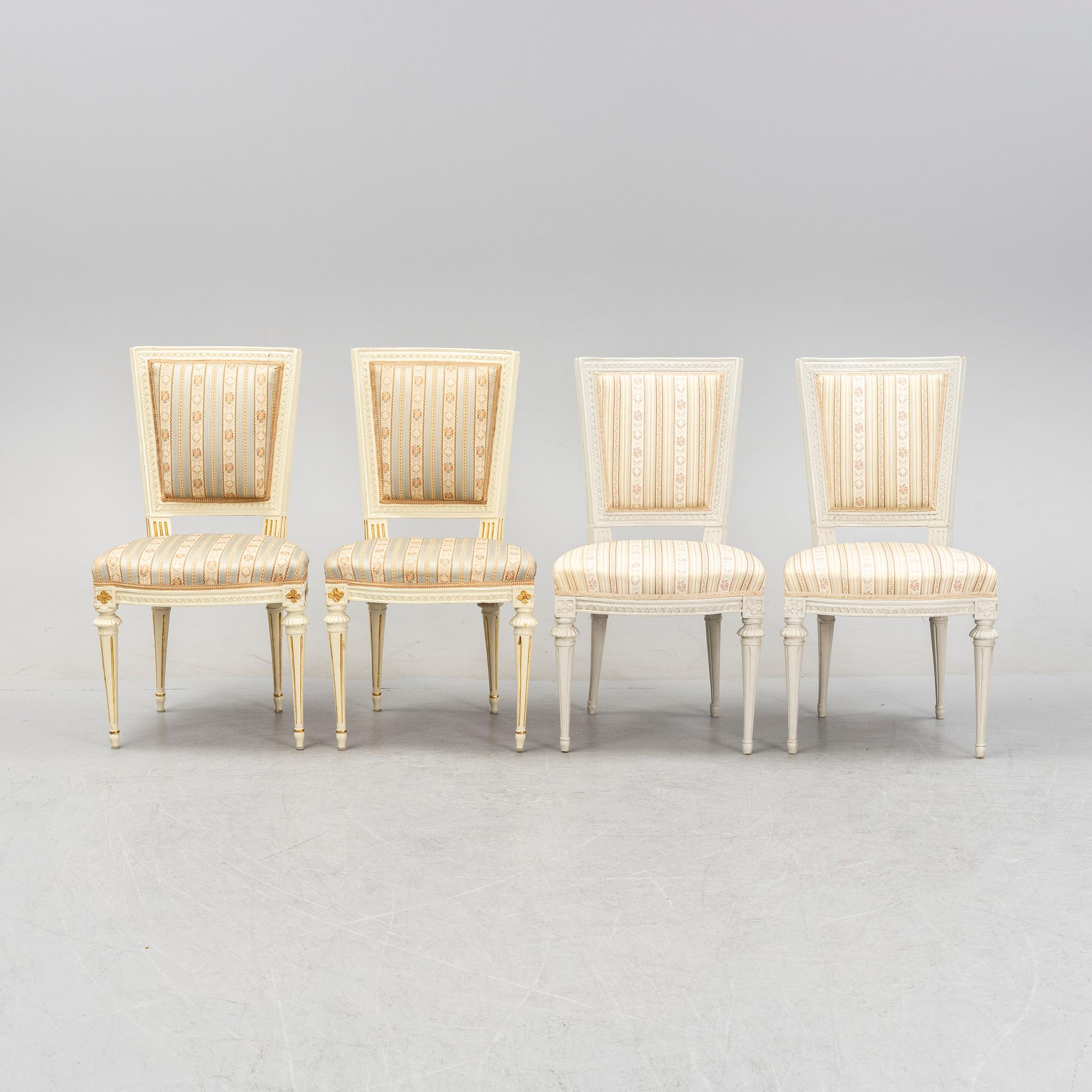 A set of four Gustavian chairs, second half of the 18th Century.