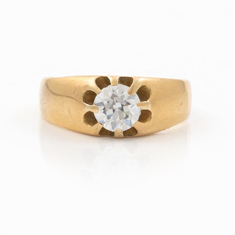 Ring, 18K gold with brilliant-cut diamond, 0.60 ct, J Petterssons, Stockholm, 1962.