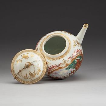 A large famille rose 'European Subject' tea pot with cover, Qing dynasty, Qianlong (1736-95).