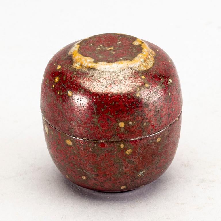 An fyance jar with lid by Hans Hedberg, Biot, France.