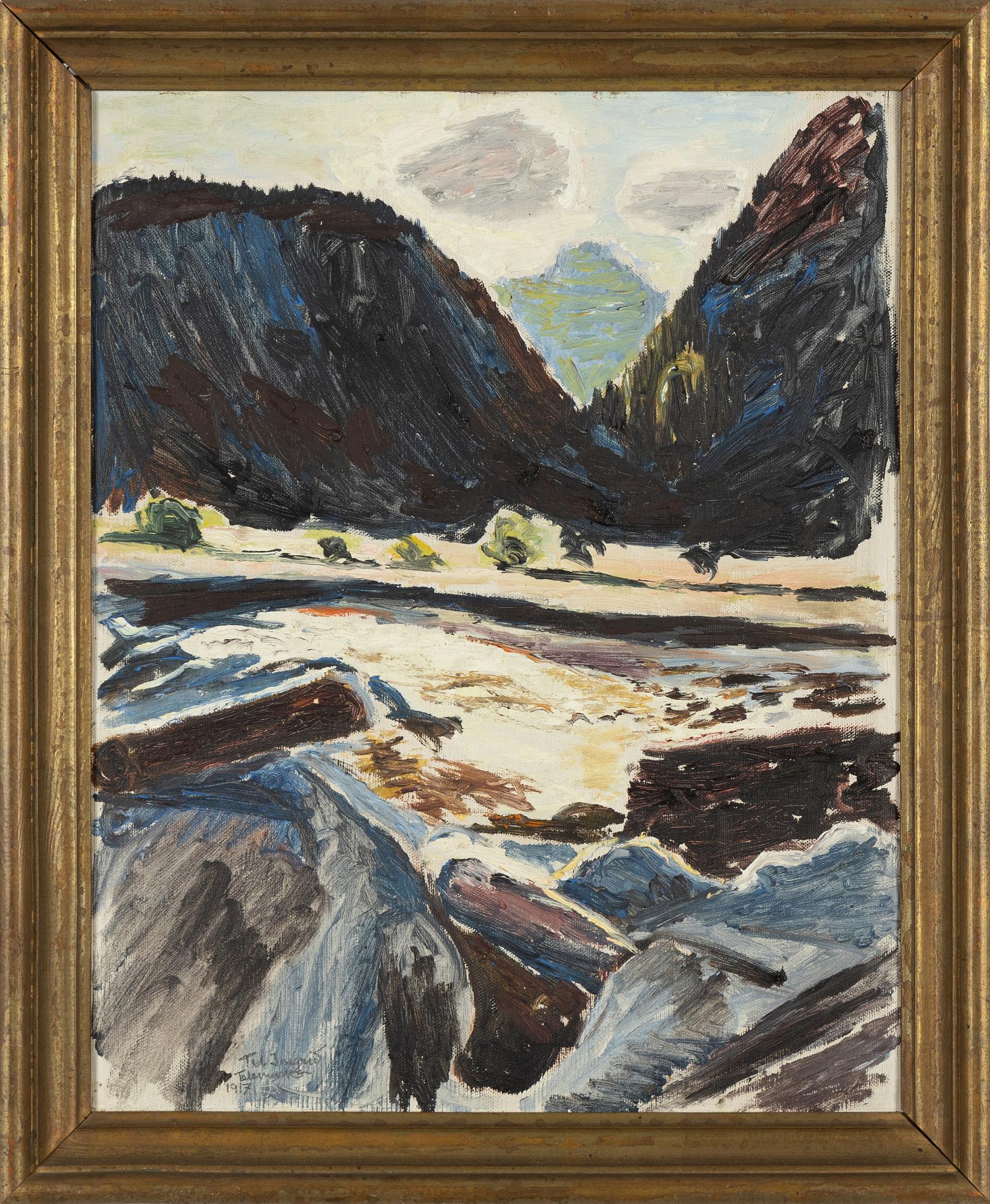 Henrik Sörensen, oil on canvas/panel, signed and dated Telemark 1917.