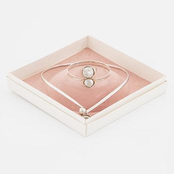 Alton, ring, bangle, necklace, silver with white synthetic spinel.