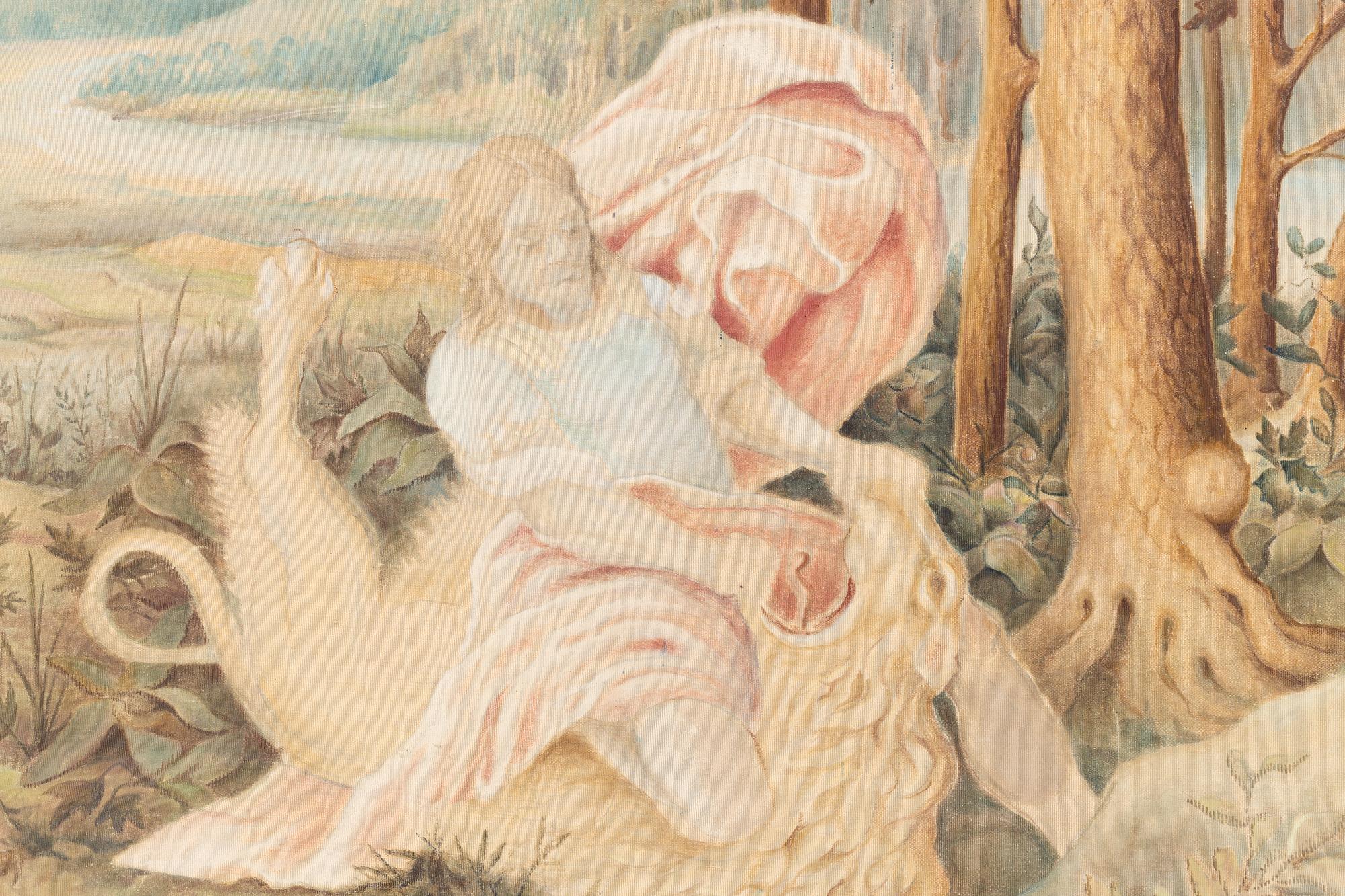 Wall mounted Painting, Samson and the Lion, approx. 251 x 220 cm.