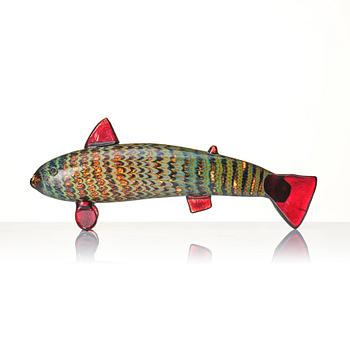 Oiva Toikka, a glass sculpture of a fish, Nuutajärvi Notsjö Iittala, Finland, ed. 124/150.