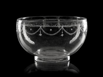 845. A Swedish glass punch bowl, 19th Century.